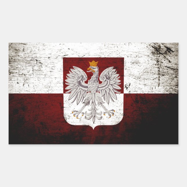 Black Grunge Poland Flag Rectangular Sticker (Front)
