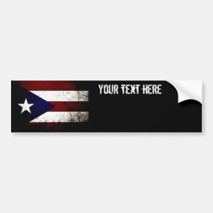 Black Grunge Puerto Rico Flag Bumper Sticker