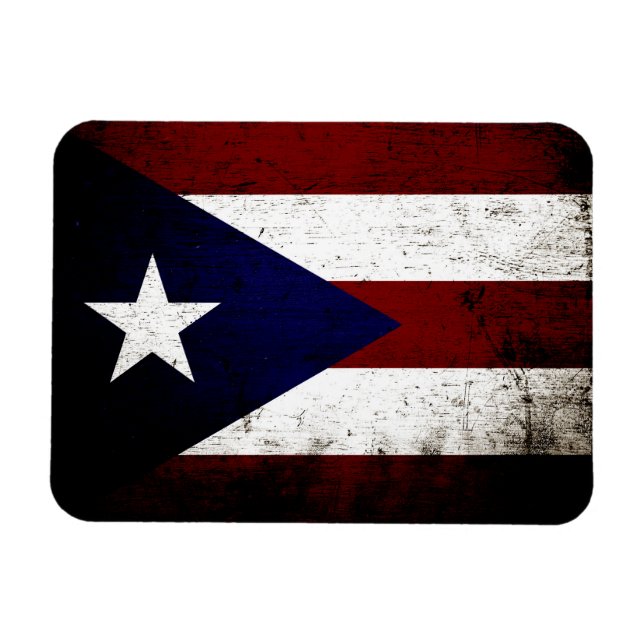 Black Grunge Puerto Rico Flag Magnet (Horizontal)