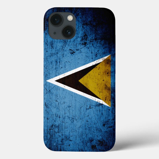 Black Grunge Saint Lucia Flag Case-Mate iPhone Case (Back)