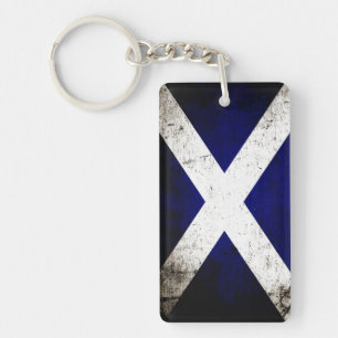 Black Grunge Scotland Flag Key Ring