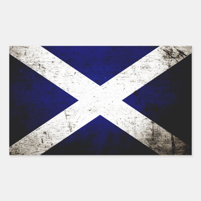 Black Grunge Scotland Flag Rectangular Sticker (Front)