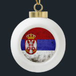 Black Grunge Serbia Flag Ceramic Ball Christmas Ornament<br><div class="desc">Black Grunge Serbia Flag. Feel free to modify the design according to your own preferences. You may change the design location, orientation, background colours and size. Also, you may add your own text, or slogan set its font, location and size, all in order to create the ultimate personal gift for...</div>