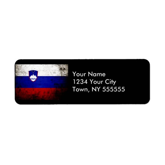 Black Grunge Slovenia Flag Return Address Label