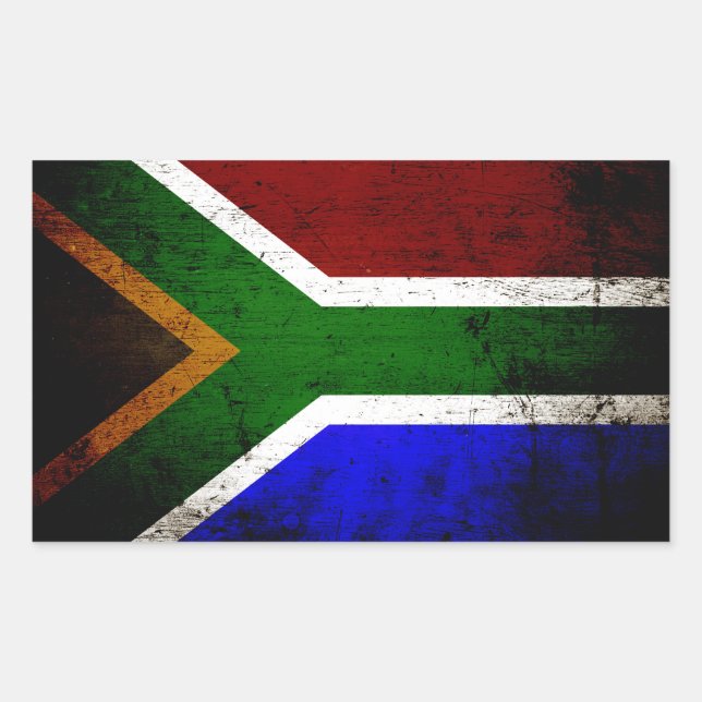 Black Grunge South Africa Flag Rectangular Sticker (Front)