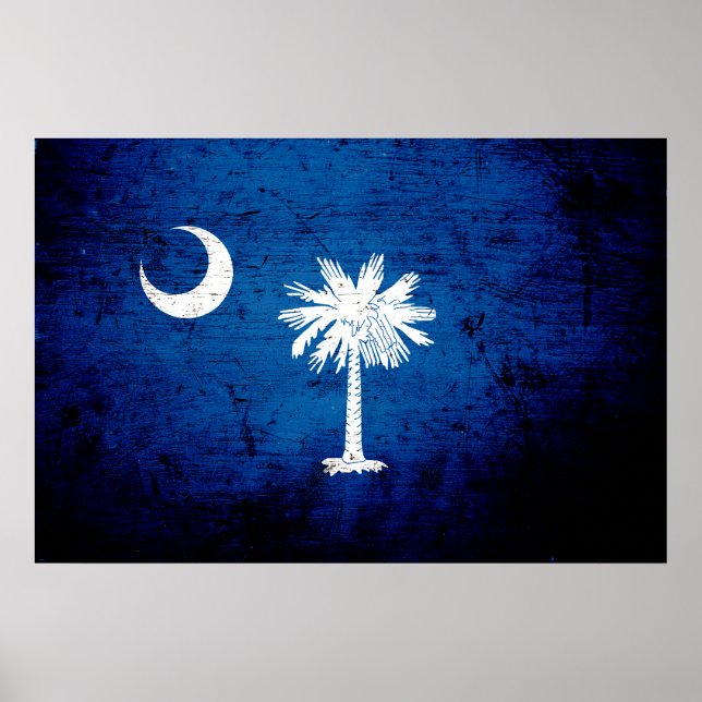 Black Grunge South Carolina State Flag Poster (Front)