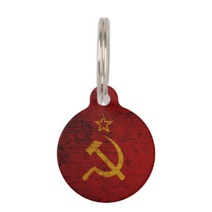 Black Grunge Soviet Union Flag Pet Tag