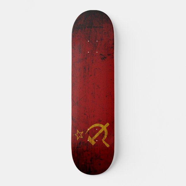 Black Grunge Soviet Union Flag Skateboard (Front)