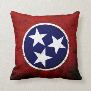Black Grunge Tennessee State Flag Cushion