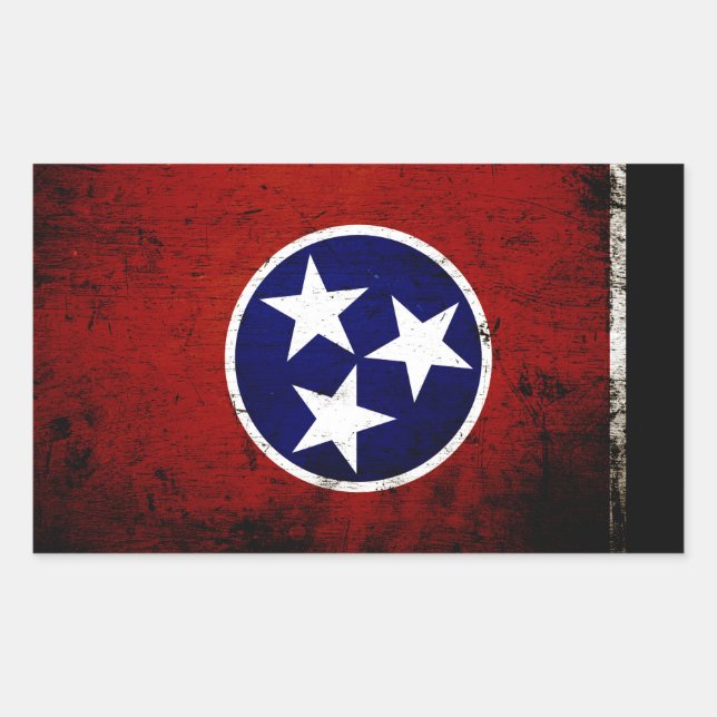 Black Grunge Tennessee State Flag Rectangular Sticker (Front)