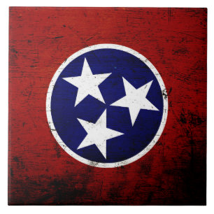 Black Grunge Tennessee State Flag Tile