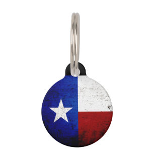Black Grunge Texas State Flag Pet Tag