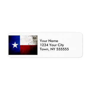 Black Grunge Texas State Flag Return Address Label