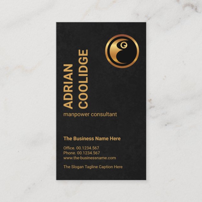 Black Grunge Texture Gold Manpower Consultant Business Card (Front)