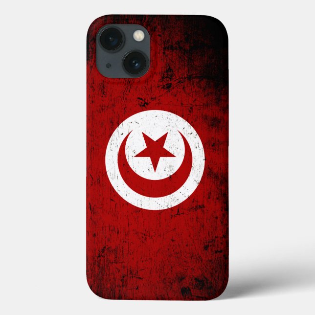 Black Grunge Tunisia Flag Case-Mate iPhone Case (Back)