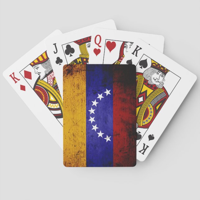 Black Grunge Venezuela Flag Playing Cards (Back)