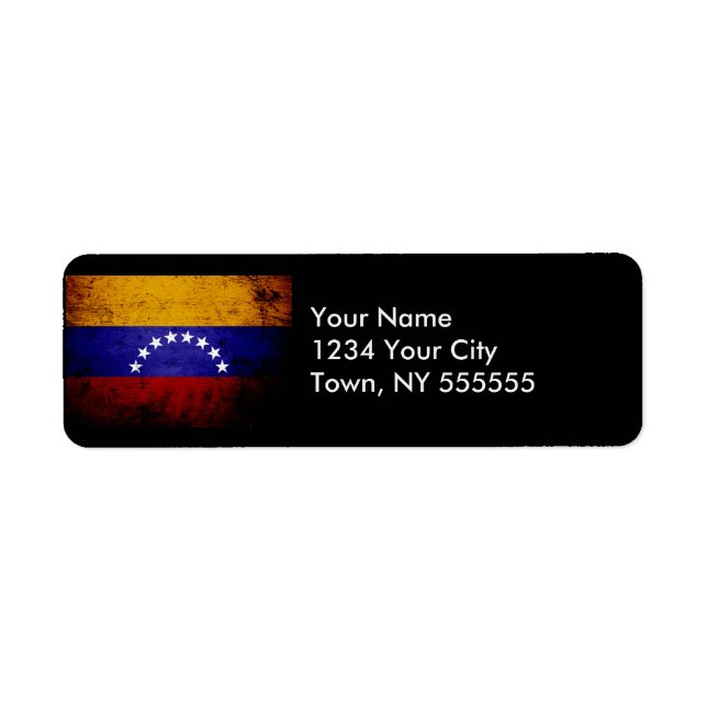 Black Grunge Venezuela Flag Return Address Label (Front)