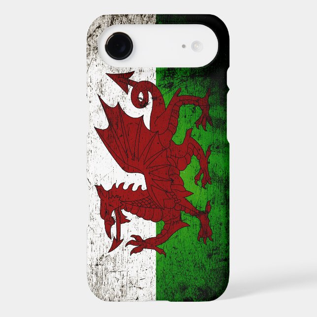 Black Grunge Wales Flag Case-Mate iPhone Case (Back)