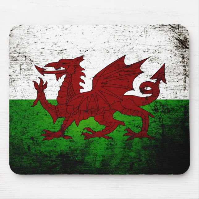 Black Grunge Wales Flag Mouse Pad (Front)