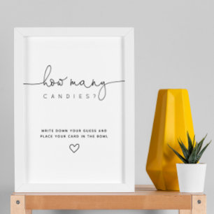 Black Guess How Many Candy Script Baby Shower Poster