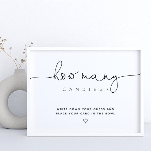 Black Guess How Many Candy Script Baby Shower Poster (Creator Uploaded)