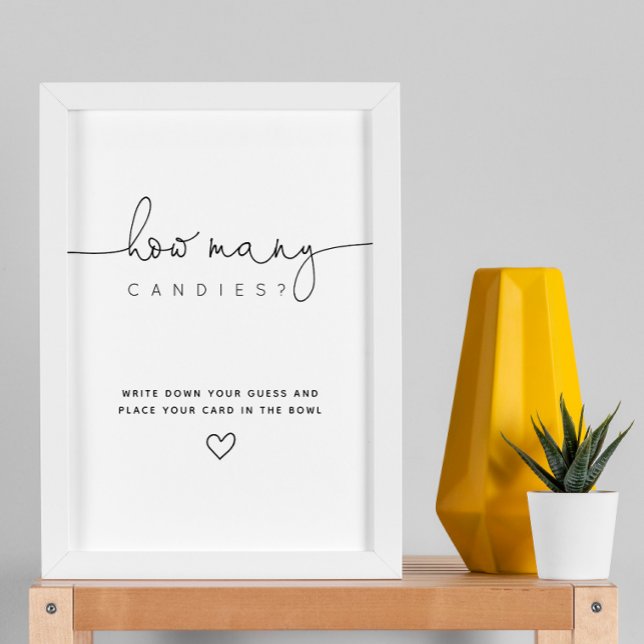 Black Guess How Many Candy Script Baby Shower Poster (Creator Uploaded)
