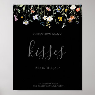 Black Guess How Many Kisses Bridal Shower Game Poster