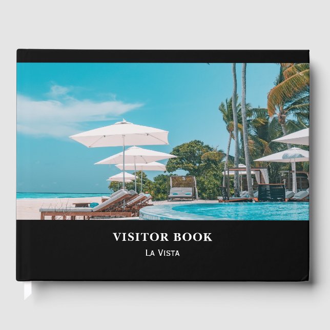 Black Guest Book | Modern Vacation Rental Feedback (Front)