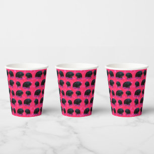 Black Guinea Pigs On Pretty Pink Roses Paper Cups