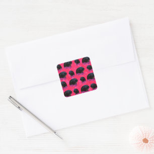 Black Guinea Pigs On Pretty Pink Roses Square Sticker