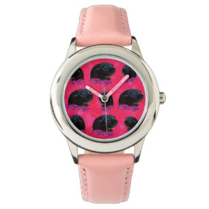 Black Guinea Pigs On Pretty Pink Roses Watch