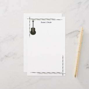 Black Guitar Design Stationery