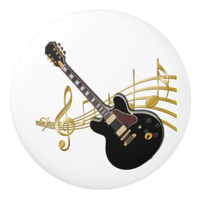 Black Guitar Drawer Pull Knob (Front)