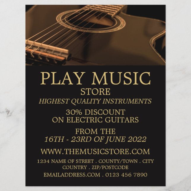 Black Guitar, Musical Instrument Store Flyer (Front)