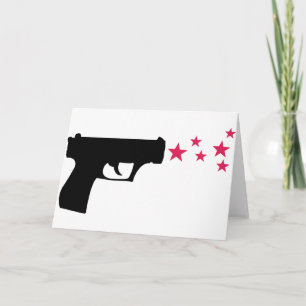 black gun star pistol stars card