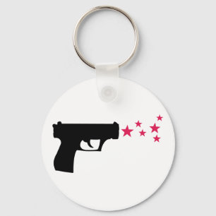 black gun star pistol stars key ring