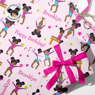 Black Gymnastics Birthday Wrapping Paper