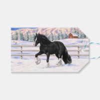 Black Gypsy Vanner Irish Cob Draft Horse In Snow