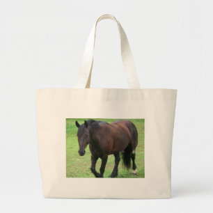 Black Gypsy Vanner Large Tote Bag