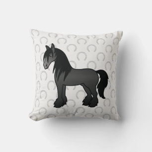 Black Gypsy Vanner / Shire / Clydesdale Horse Cushion