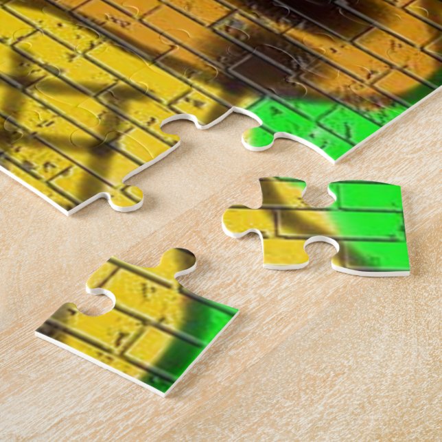 Black Hair Bee Woman Graffiti Wall Painting Green Jigsaw Puzzle (Side)