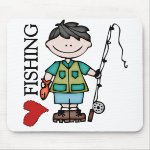 Black Hair Boy I Love Fishing Mouse Pad