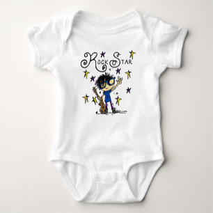Black Hair Boy Rock Star Baby Bodysuit