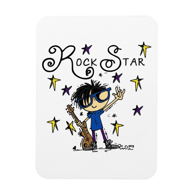 Black Hair Boy Rock Star Magnet (Vertical)