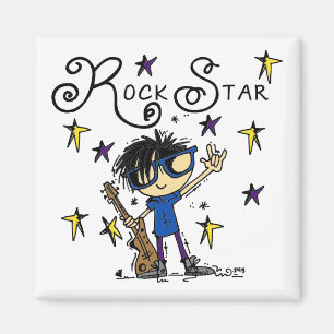 Black Hair Boy Rock Star Magnet
