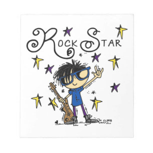 Black Hair Boy Rock Star Notepad