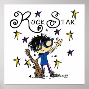 Black Hair Boy Rock Star Poster