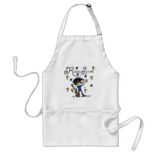 Black Hair Boy Rock Star Standard Apron