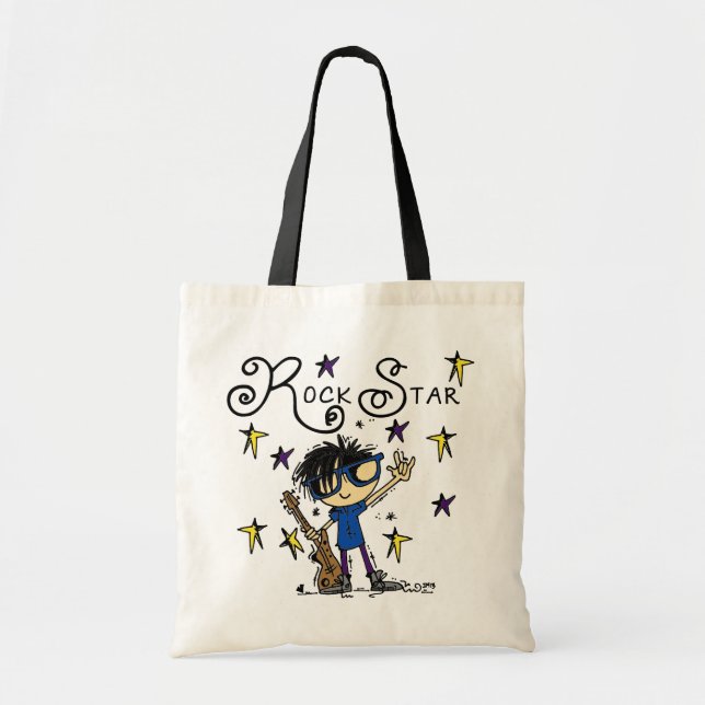 Black Hair Boy Rock Star Tote Bag (Front)