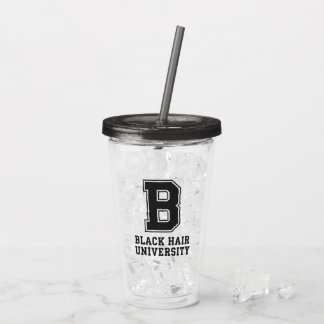 Black Hair College Letter Custom Acrylic Tumbler